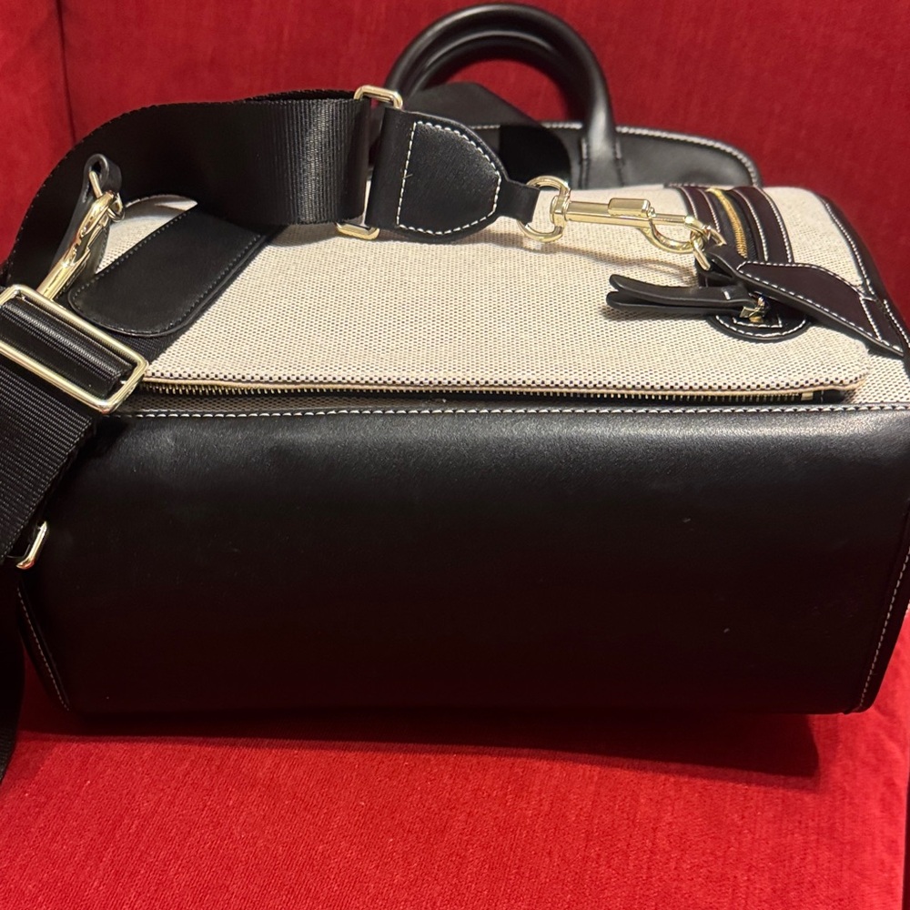 Two-Tone Black and Gray Structured Backpack Tote - Picture 9 of 13